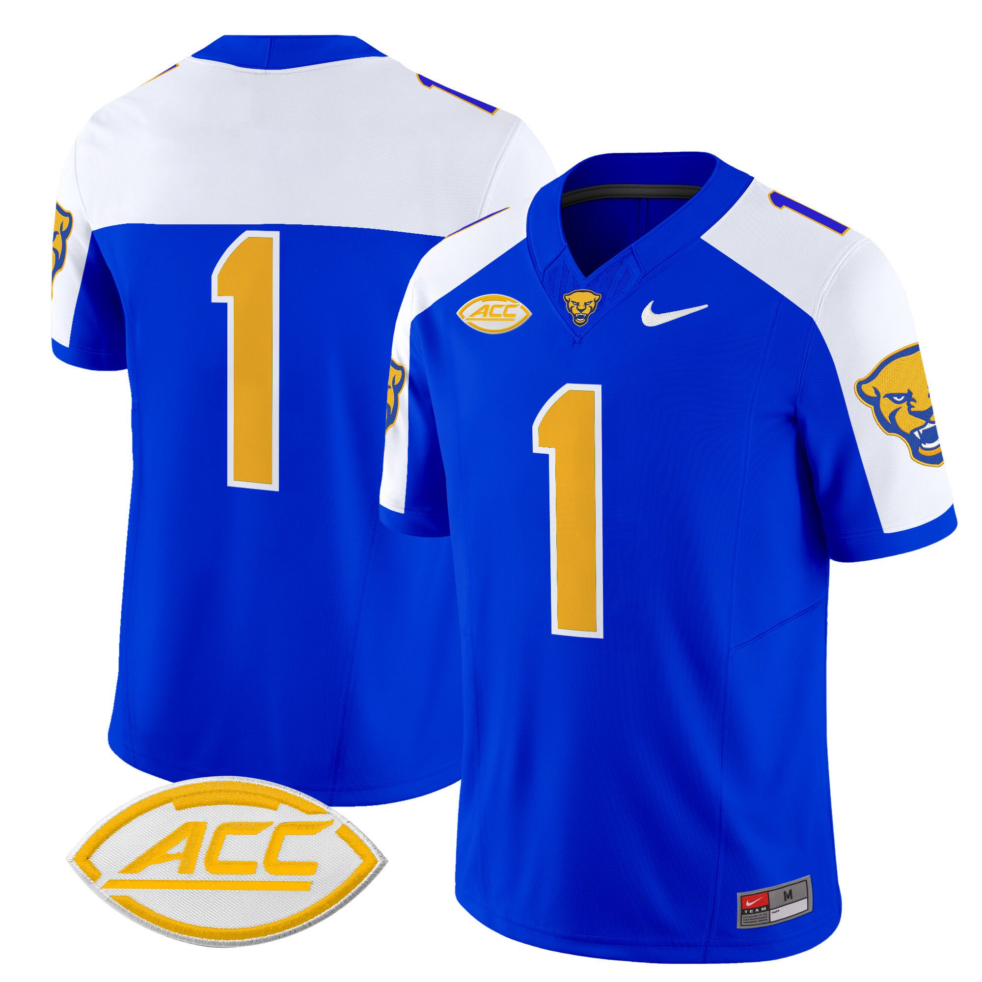 Men Pittsburgh Panthers #1 No Name Blue Nike 2024 Vapor Limited NCAA Jersey